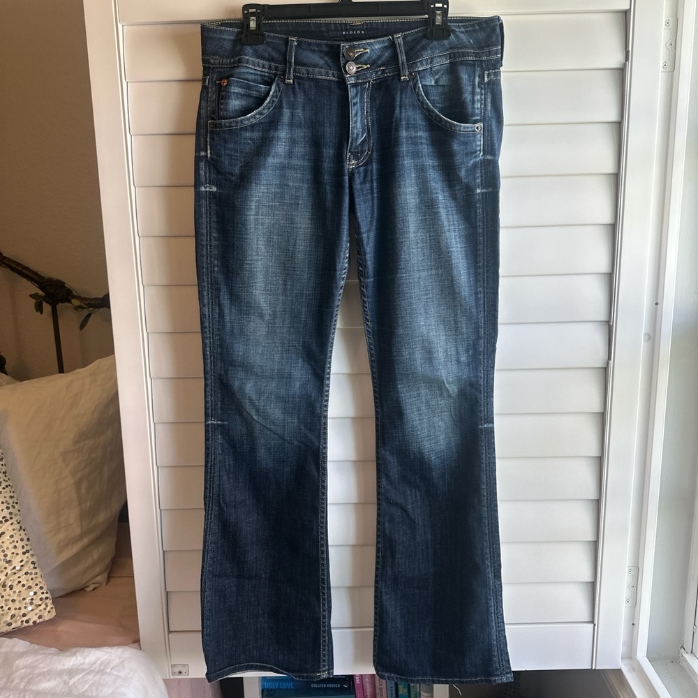 Hudson dark wash low rise bootcut jeans